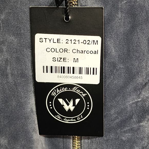 White Mark Velour Tracksuit Loungewear Medium Charcoal Gray - Picture 5 of 5